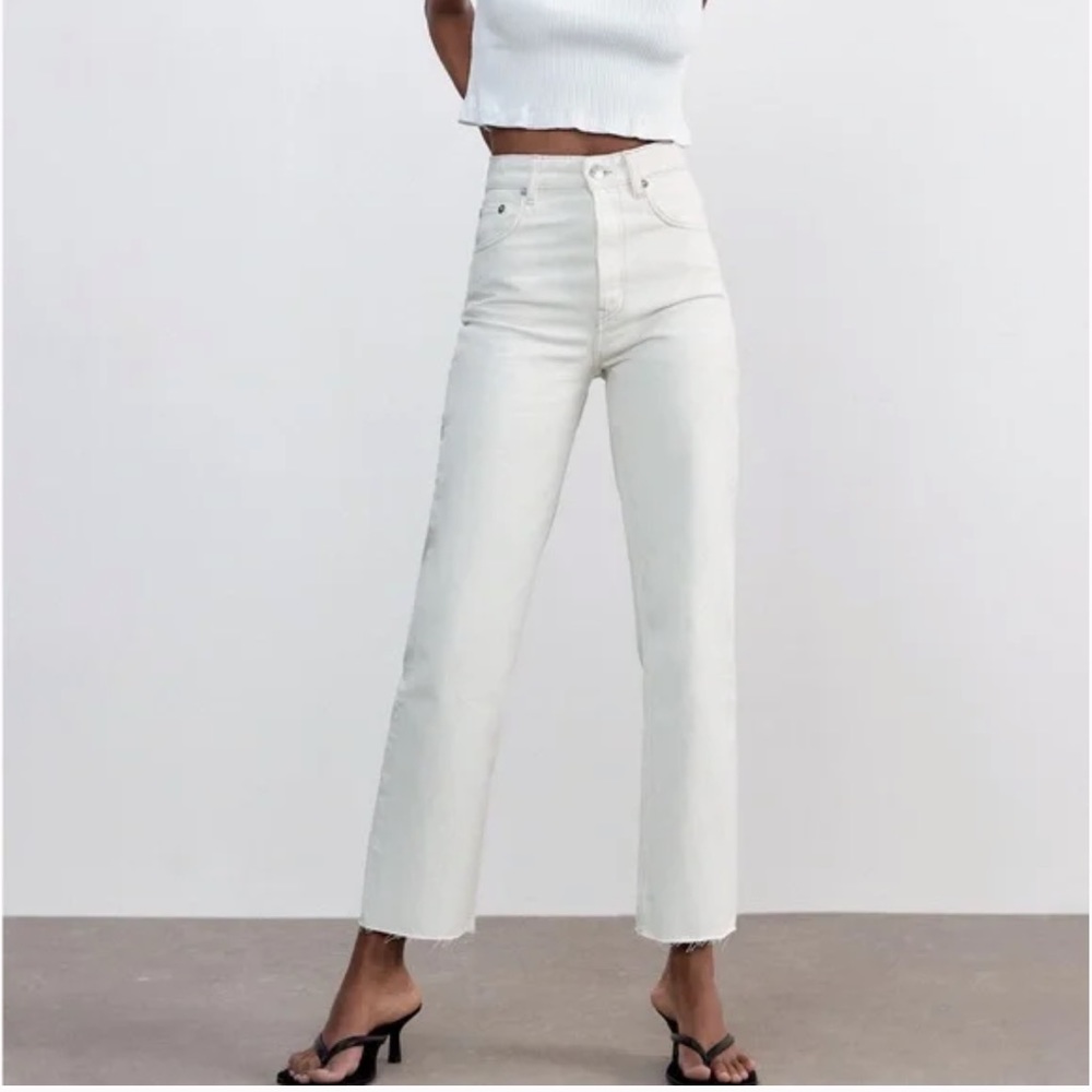 Zara High-Rise Ankle Straight Leg Jeans